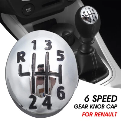 Capuchon 6 Pommeau Levier Vitesse Chrome pour Renault/Clio Megane Scenic/Twingo