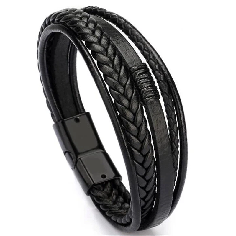 Mens leather hotsell bracelet ebay