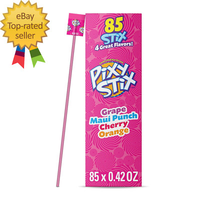 Pixy Stix, Sour Powder Straws, Grape, Maui Punch, Cherry, and Orange, Sweet and