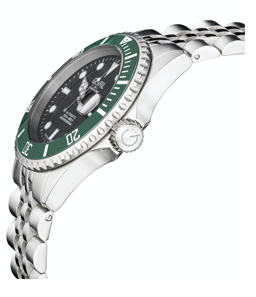Gevril Men's 4852B Wall Street Swiss Automatic Ceramic Bezel Steel