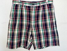 Vintage POLO Ralph Lauren Shorts Preppy Plaid Tyler Madras Flat Front Mens 32