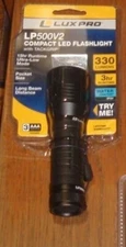 LUXPRO 330 Lumen Tactical LED Flashlight TackGrip Waterproof Shock Resistant NEW