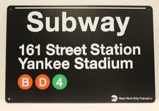 New York Yankee Stadium Subway Tin Sign 161 S...