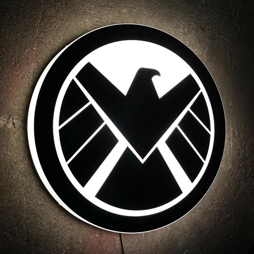 Avengers S.H.I.E.L.D LED Éclairé Allumer Mural Signe Lightbox Enfants Pièce - Picture 2 of 12