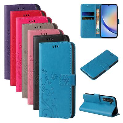 Handy Tasche für Samsung Galaxy A15 / A15 5G Handyhülle Blumen 9H Displayglas