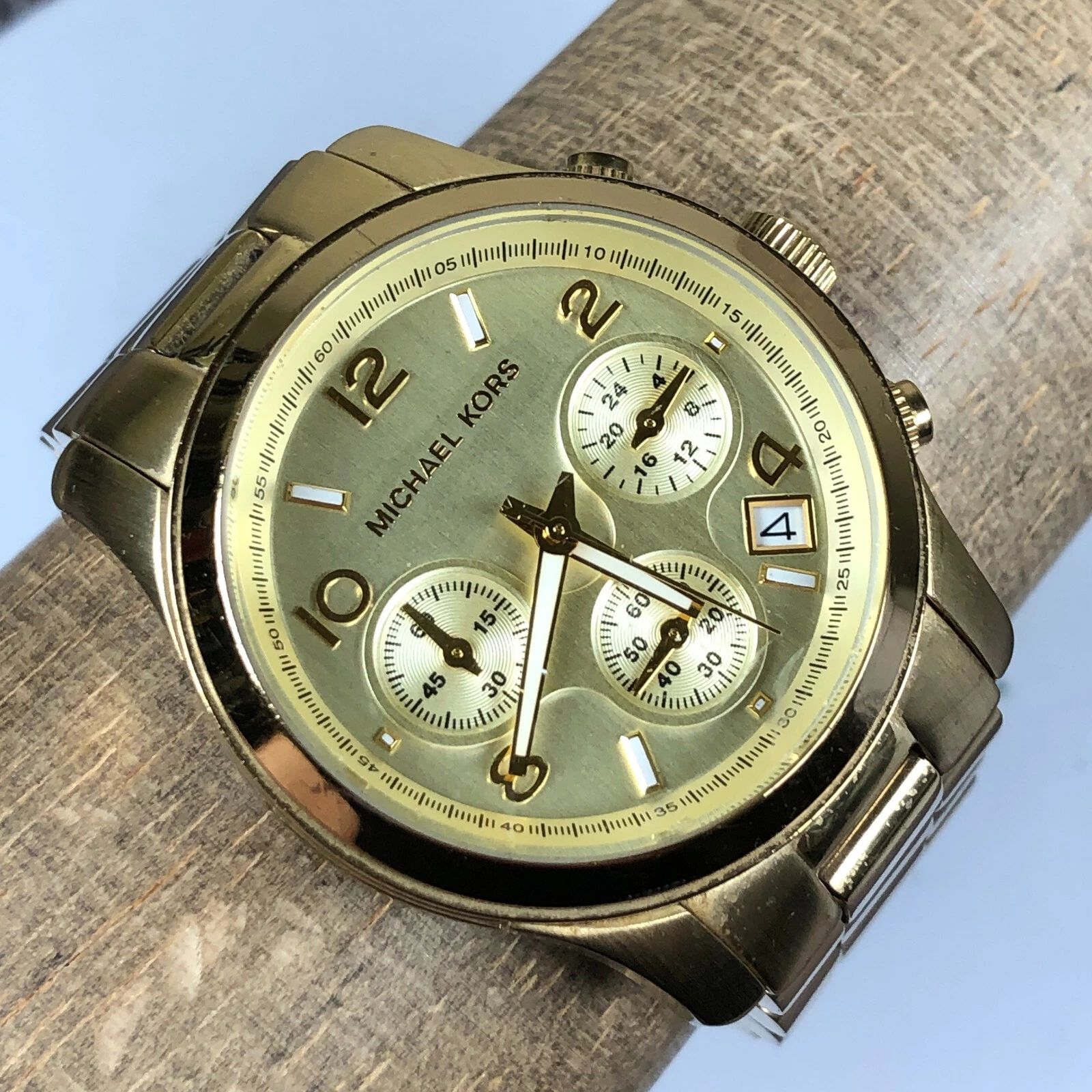 Orologio Michael Kors Donna MK 5055 Quadrante Grigio Data Cronografo Tono Oro Quarzo 7"