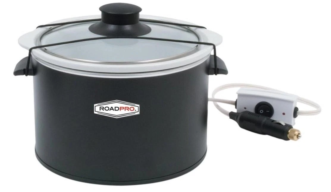 RoadPro-RPSL-350 Quart Slow Cooker, Auto Travel, 12V, White, 1.5 Quart