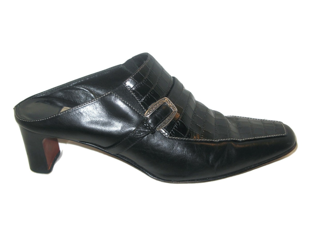 Mule Shoes Black Crocodile Mules INVICTUS Men Black Croc Pattern Mules