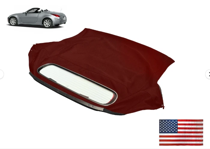 Nissan 350Z 2003-09 convertible techo blando con ventana de vidrio térmico DOT Borgoña Foto 2 de 4