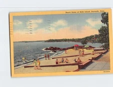 Postcard Beach Scene at Belle Island Norwalk Connecticut USA