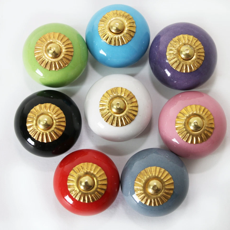 Möbelknöpfe Set 8 STK   Möbelgriffe Keramik Knöpfe Griffe Möbelknopf Bunt rund - Bild 2 von 3