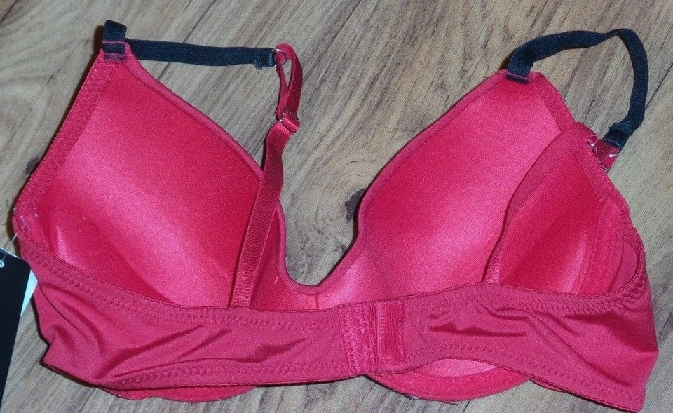 Sutiã Rampage 36B vermelho preto bronzeado estampa animal com sobreposição de renda - Imagem 2 de 2