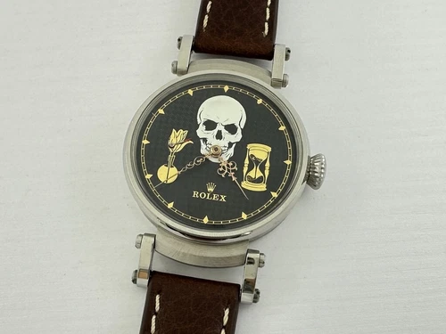 Rolex Memento Mori Masonic Antique Swiss Amazing Art Deco Men Watch EXCELLENT