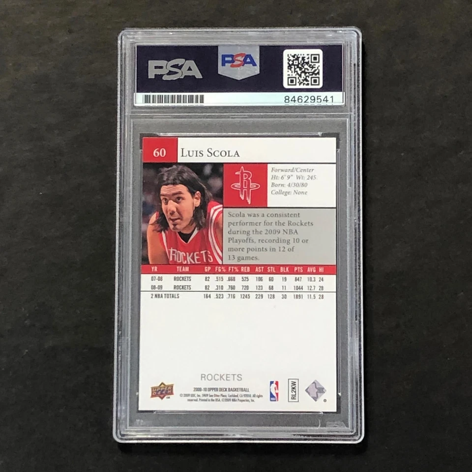 2009-10 Upper Deck First Edition #60 Luis Scola Signed Card AUTO 10 PSA/DNA Slab - Image 2 of 2