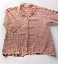 Bryn Walker Women's S Oversized Orange Sherbet Linen Button Down Shirt USA Made
