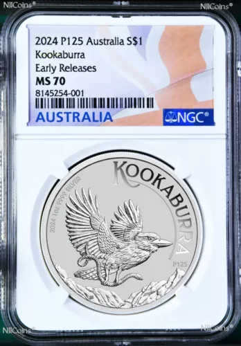 2024 Australia 1oz Silver Kookaburra NGC MS 70 $1 Coin KING CHARLES III EFFIGY E