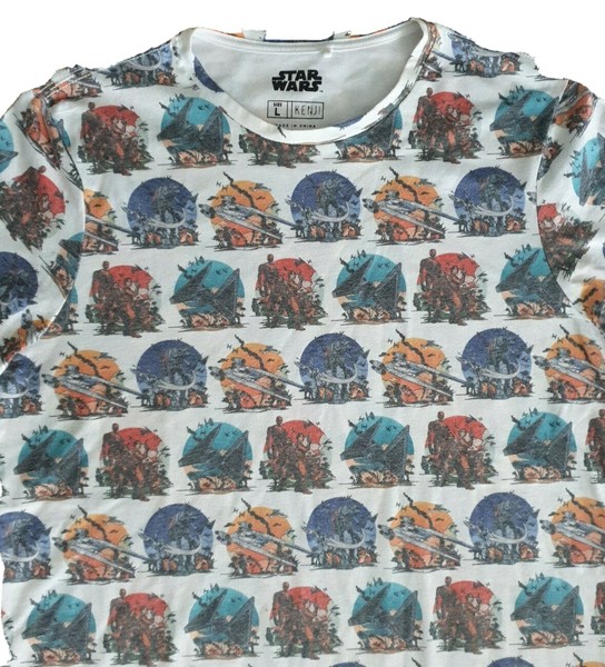 Star Wars Rogue 1 Movie Womans White Short Sleeve Polyester Cotton T Shirt Sz L