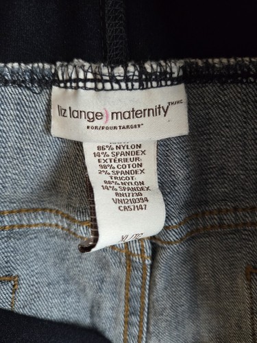 Liz Lange Maternity For Target Sz XL Denim Blue Jean Shorts Belly Band - Picture 9 of 15