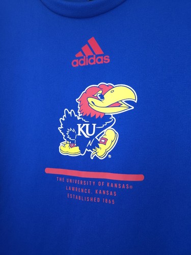 Adidas Kansas Jayhawks NCAA Mens Large Blue Game Mode Crew Pullover Sweatshirt - Picture 3 of 11