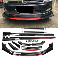 Front Bumper Lip Chin Spoiler Splitter Body Kit Glossy Black For Volkswagen CC