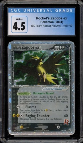 Pokemon Rocket's Zapdos ex EX Team Rocket Returns Holo Ultra Rare #106 CGC 4.5