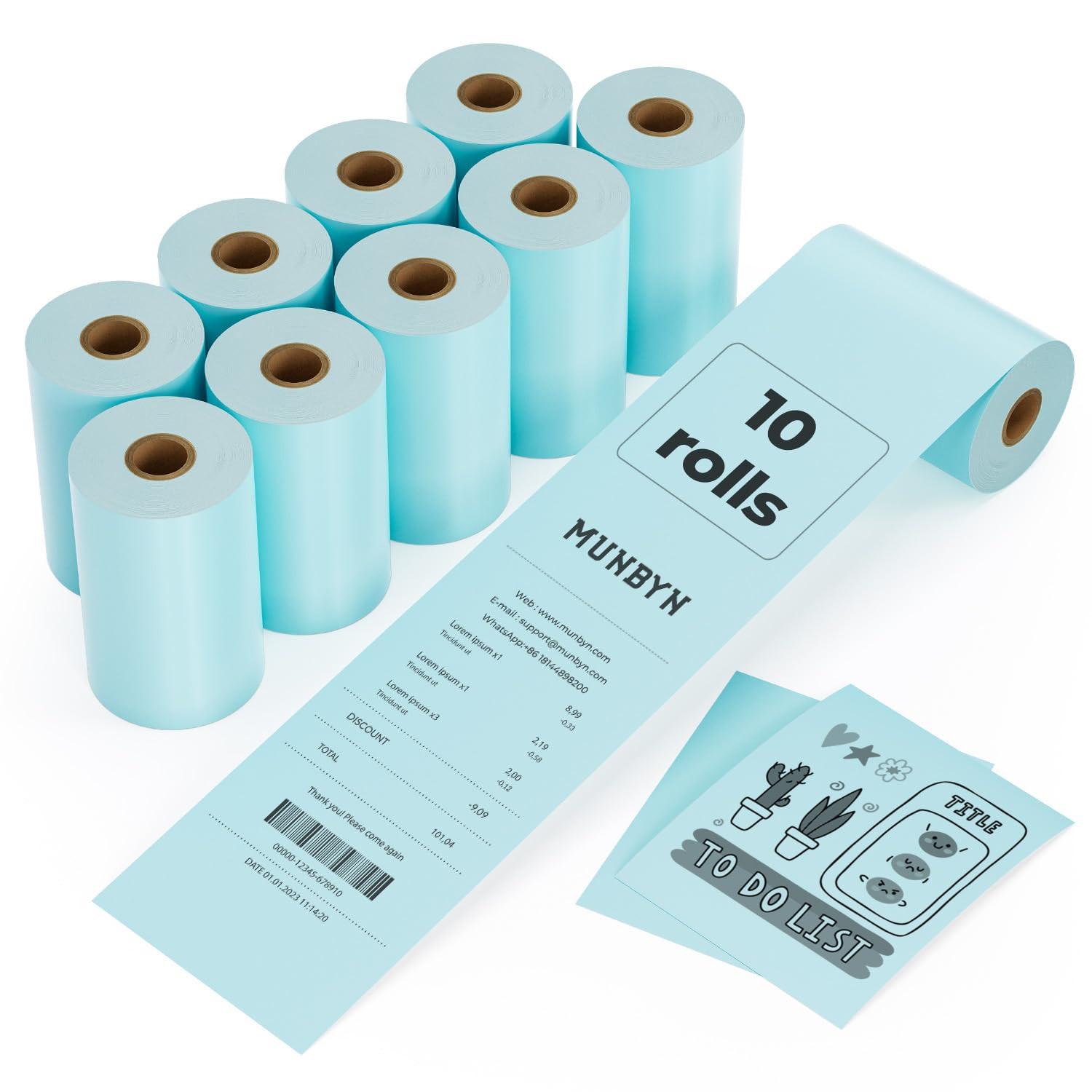 2-1/4 x 50ft Blue Thermal Receipt Paper - 10 BPA-Free Rolls 58mm  