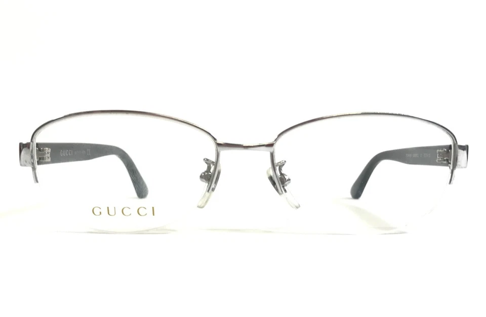 Monturas para gafas Gucci GG0859OJ 001 plateadas negras medio borde titanio 53-16-135 Foto 2 de 4