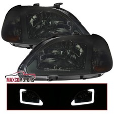 Smoke Led Tube Headlights Fits 1996-1998 Honda Civic Dx Lx Ex Ej Ek Leftright