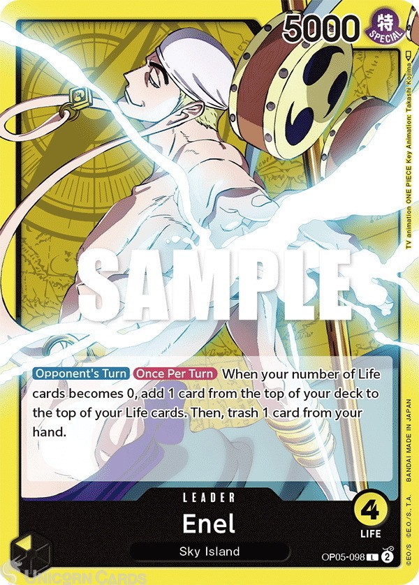 OP05-098 Enel :: Leader One Piece TCG Card :: OP05: Awakening Of The New Era