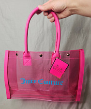 Juicy Couture Shoulder Handbag Tote Pink NWT Clear Plastic Beach School Work Bag