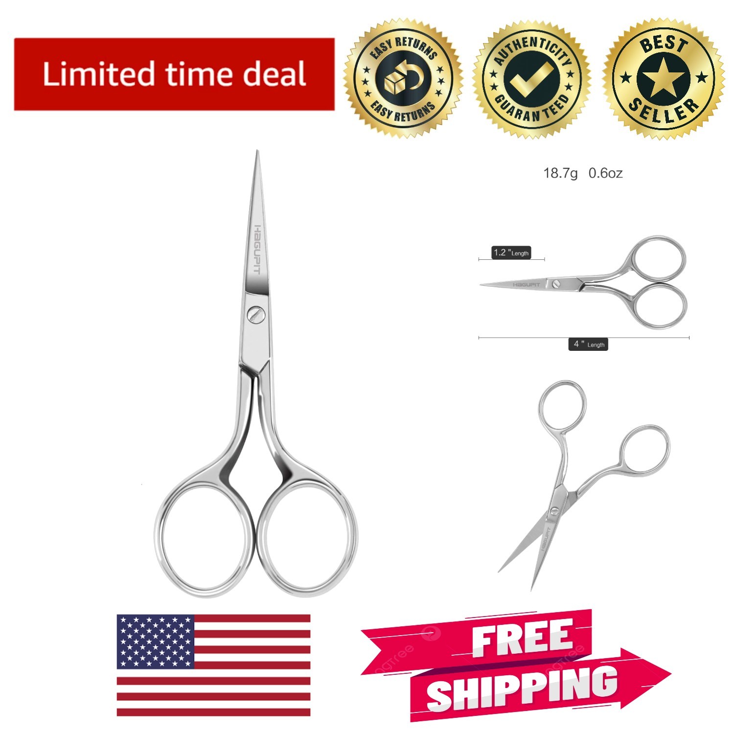HAGUPIT 4" Precision Embroidery Scissors - Stainless Steel Sharp Detail Shears