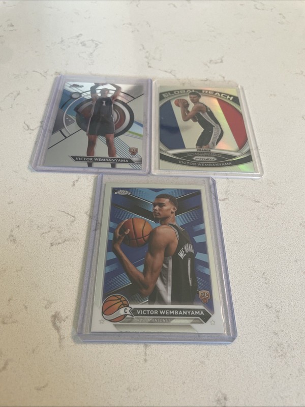 (3) 2023-24 Topps Chrome Victor Wembanyama #1 (RC) Finest Refractor Silver Prizm
