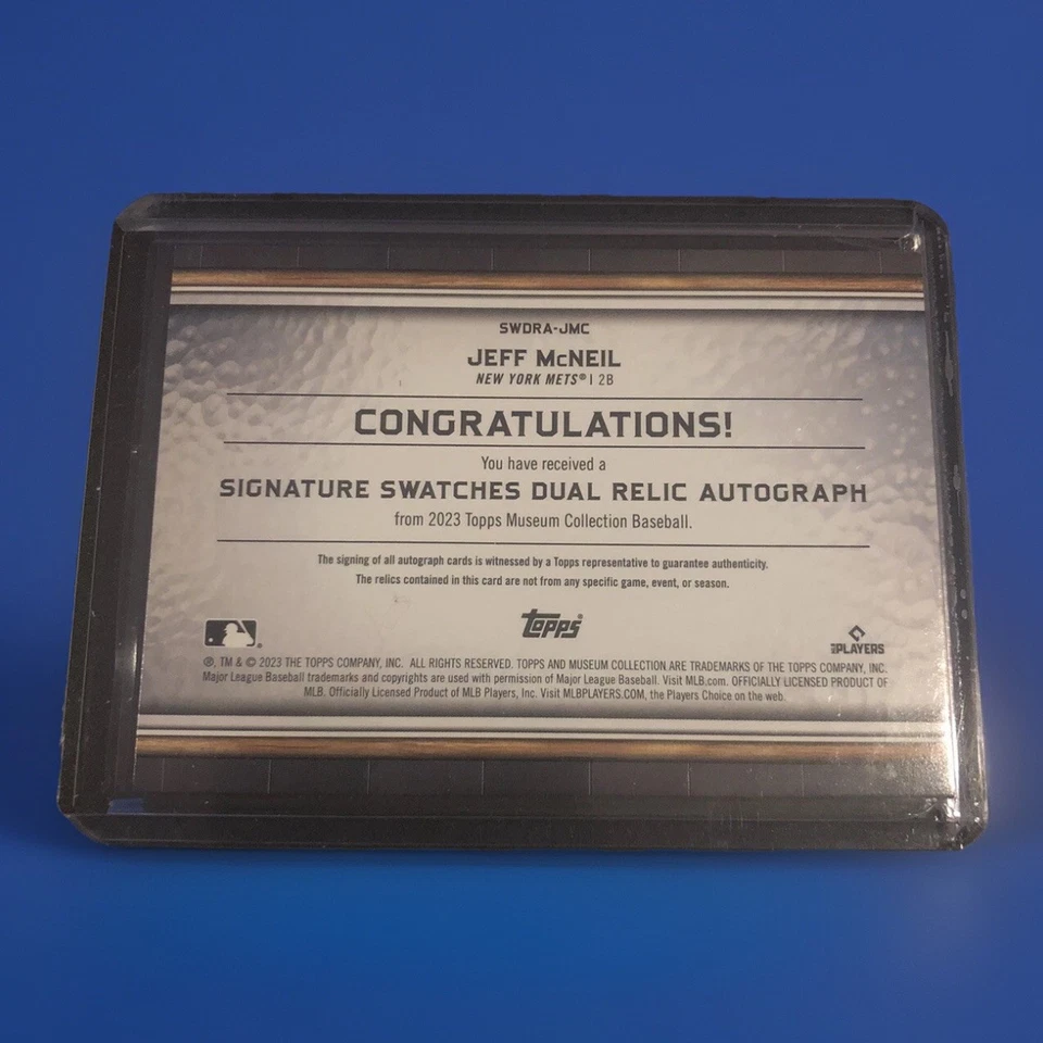 Jeff McNeil 2023 Museum Collection Mets Signature Swatches Dual Relic 198/299 - Image 2 of 2
