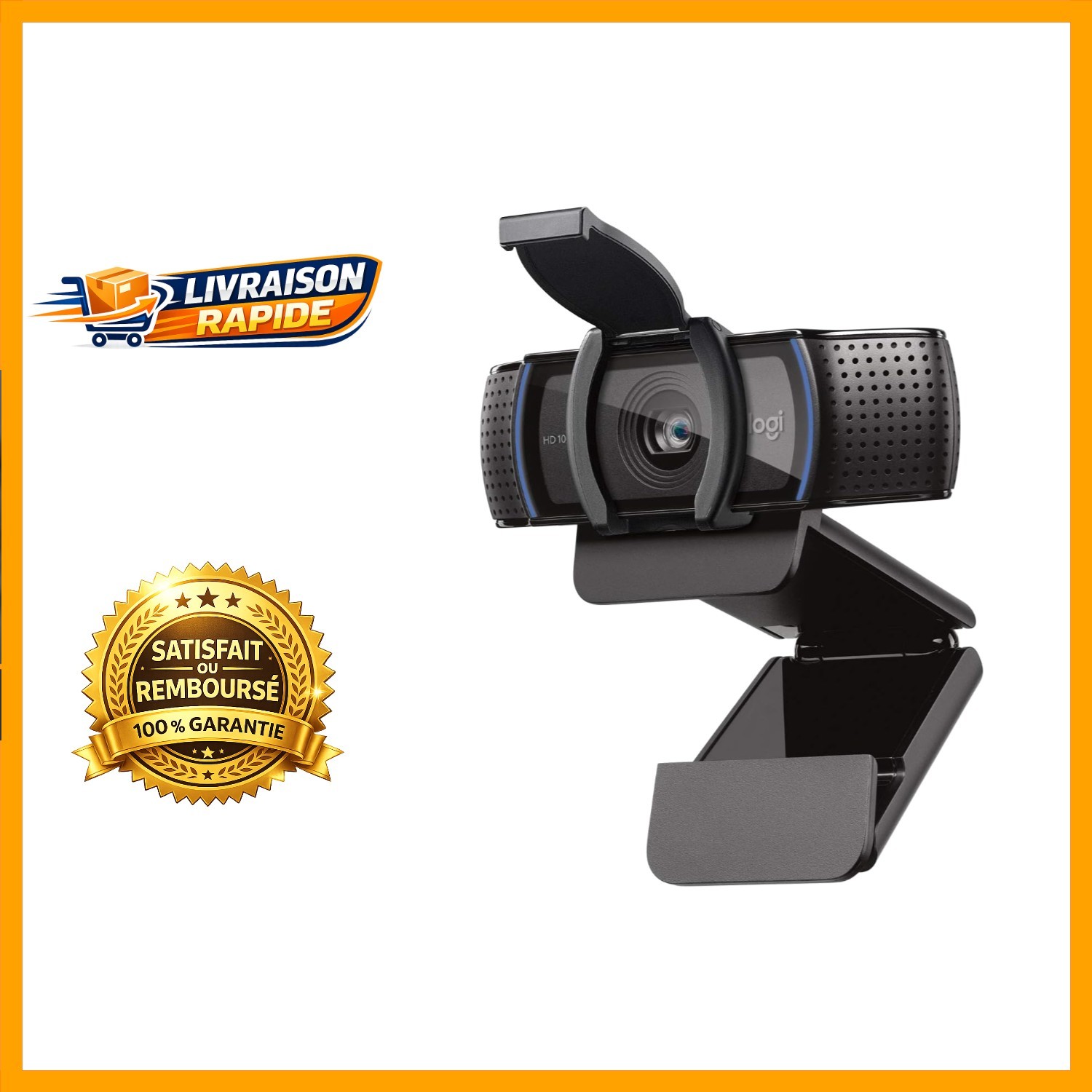 Webcam Logitech C920s avec cache confidentiel pour protéger votre vie privée