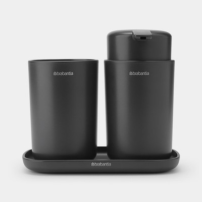 Bathroom Accessory Set, ReNew, Set of 3 - Dark Gray...