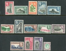 Ceylon 1938-48 basic set of 14 2c-5r SG 386c-397a hinged mint (cat. £120 as u/m)