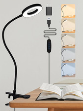 Clip on Lamp,5 Colors 10 Brightness LED Desk Lamp with Clamp,550Lm Bright Clip o