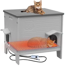 Heated Cat House for outside in Winter, 100% Waterproof & Insulated Heated Cat H