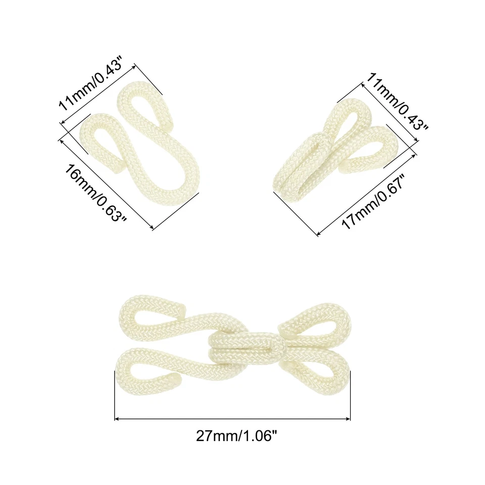 14 ganchos de coser y ojos cubiertos de poliéster beige 27 mm de longitud Foto 2 de 4