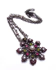Vintage Rhinestone Pearl Necklace Pendant Revival Costume Jewelry