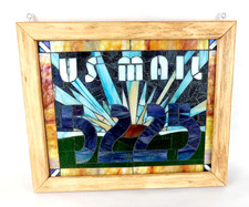 Vintage Stained Mosaic Slag Glass US MAIL 5225 Address House Number Plaque Sign