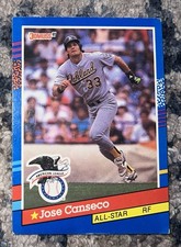1991 Donruss - All-Stars Jose Canseco #50 A's in Stat Line on Back