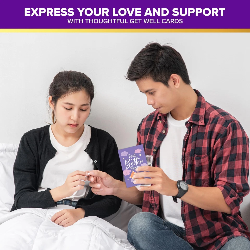 Paquete de 24 tarjetas lindas Get Well de 4X6 pulgadas caja surtida con sobres y pegatinas, 24 Foto 2 de 4