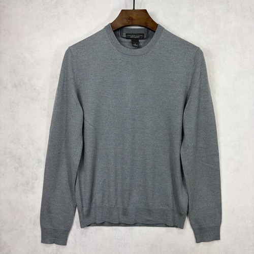 Bloomingdales The Mens Store Sweater Medium Gray 100% Merino Wool Crew Neck