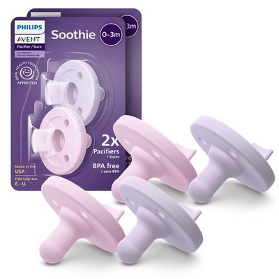 Philips Avent Soothie Baby Pacifiers - 4 Count (Pack of 1), Lilac/Pastel Pink 