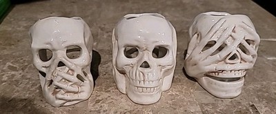 Skull Tea Light Holder- Set Of 3. See, Hear, Speak No Evil