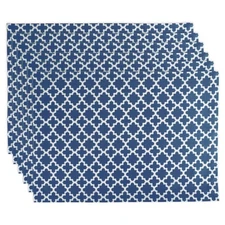 DII Lattice Cotton Placemats, 13x19", Nautical Blue & White, Set of 6