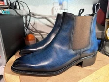 Robert August | The Fulton St. Chelsea Boot Navy Blue Burnished Leather US 7.5 D