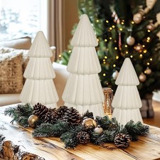 Pack of 3 Velvet Christmas Tree Decorations Various Sizes Modern Cones
