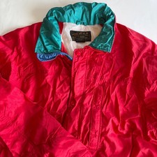 Vintage Eddie Bauer Goretex Red Nylon Windbreaker Jacket Full Zip Lightweight Lg